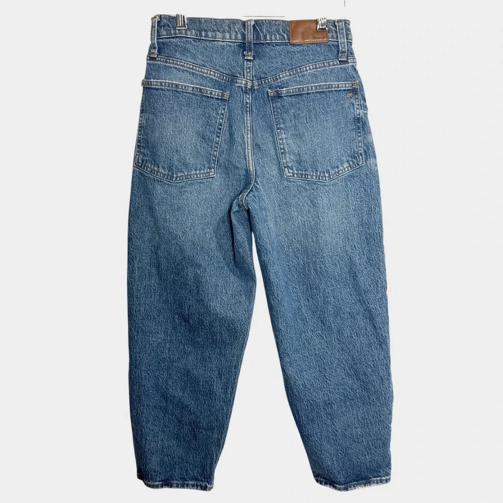 Madewell Women 26P Balloon Barrel Leg Tapered Denim Jeans Medium Wash High Waist